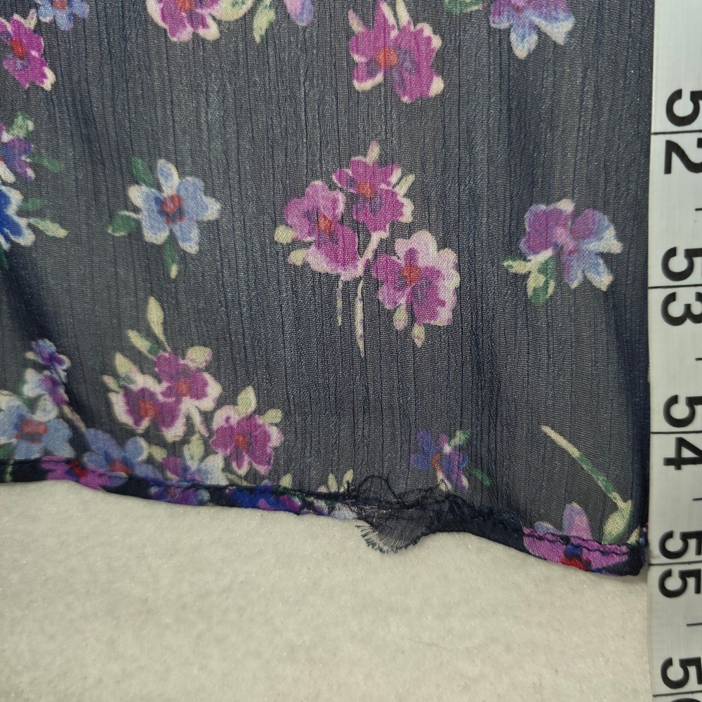 Calvin Klein Dress Navy Floral Print A-Line Hi-Low Wrap Size 14 - Picture 10 of 16